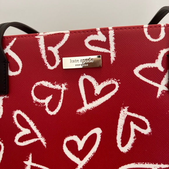 KATE SPADE NEW YORK MARGARETA LIPSTICK HEARTS TOTE HANDBAG LARGE - Picture 4 of 11